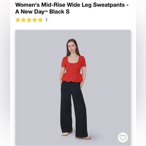 A New Day Women’s Black Wide Leg Sweatpants NWT SIZE S